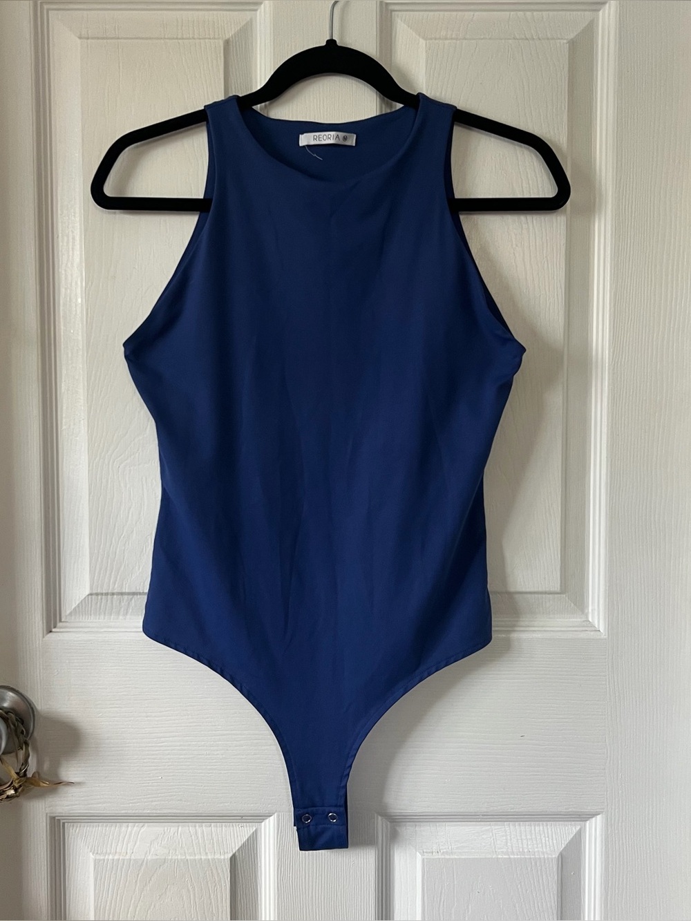 blue high neck bodysuit